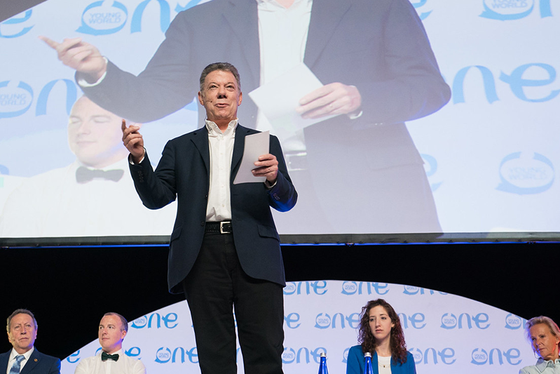President Santos at the One Young World Summit 2017 in Bogotá, Colombia