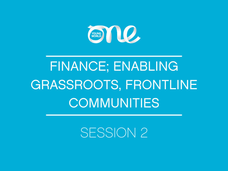 Image: Text reads "FINANCE; ENABLING GRASSROOTS, FRONTLINE COMMUNITIES"