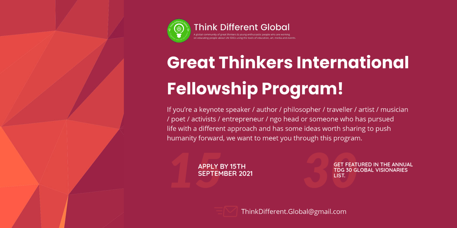 Great Thinkers International Fellowship Program Poster