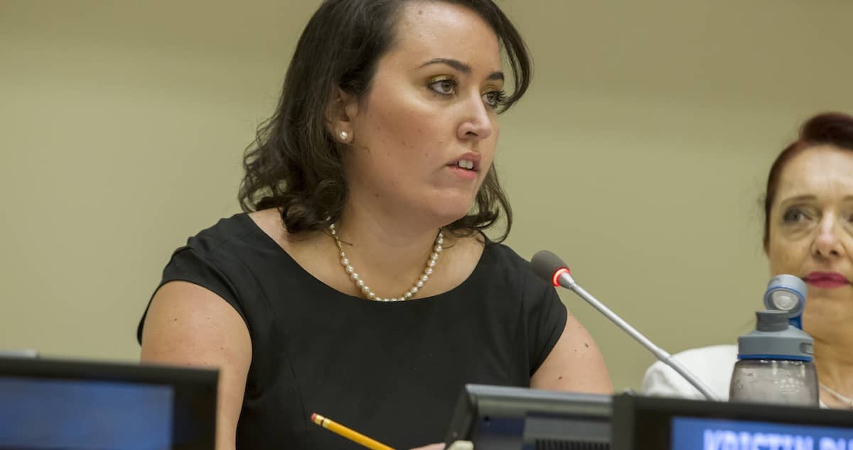 Kristin addressing the UN