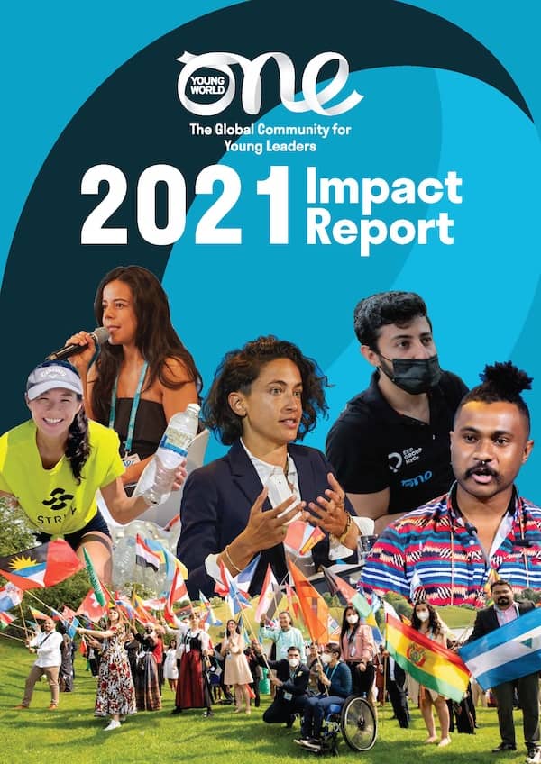 The cover page for the One Young World 2021 Impact Report