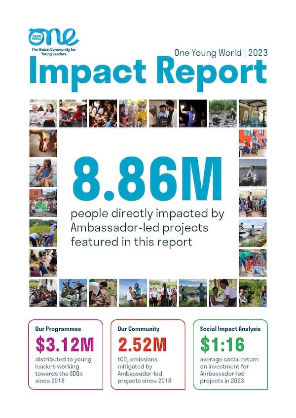The cover page for the One Young World 2023 Impact Report