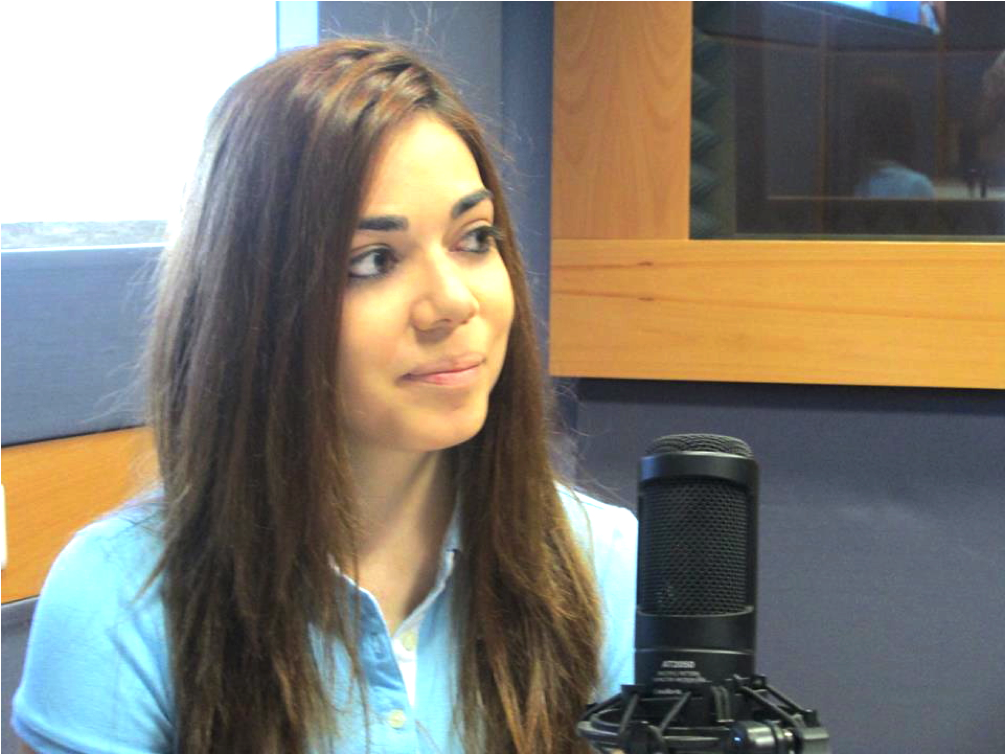 Katerina Gavrielidou gives a radio interview in Cyprus about her experiences in