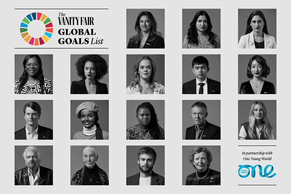 global goals list, one young world, vanity fair