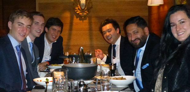 Raaida Mannaa, far right, at dinner with the One Young World team in Davos