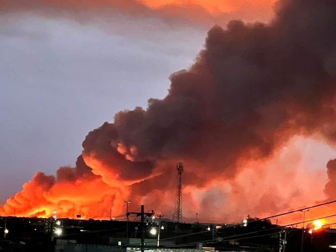 Ethan's neighbourhood covered in smoke and ashes