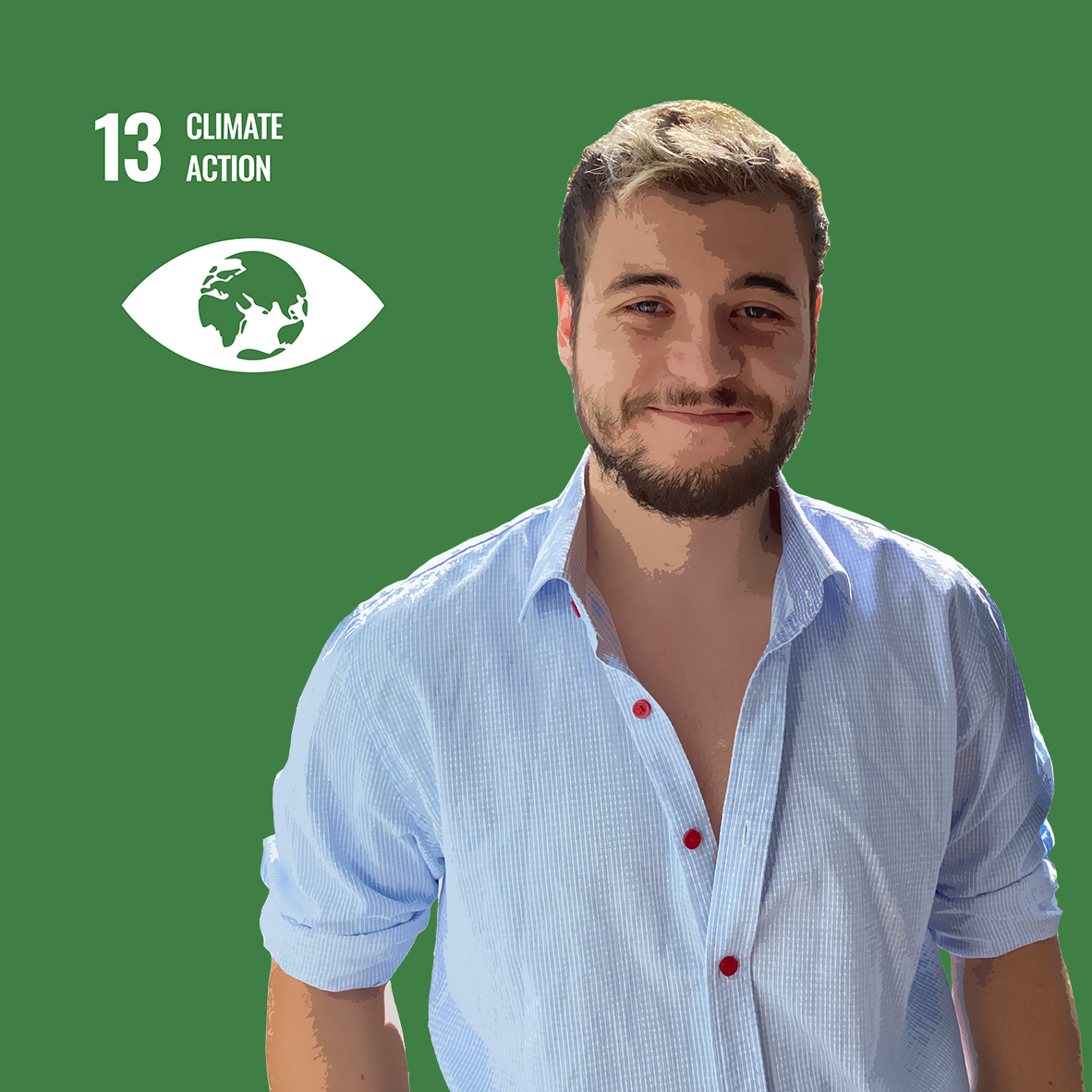 Image of Michael Backlund against an SDG 13 background