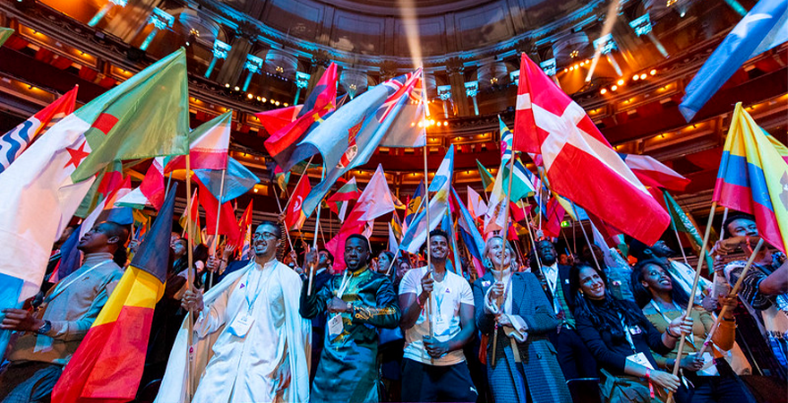 A group of flagbearers at the London Opening Ceremony.