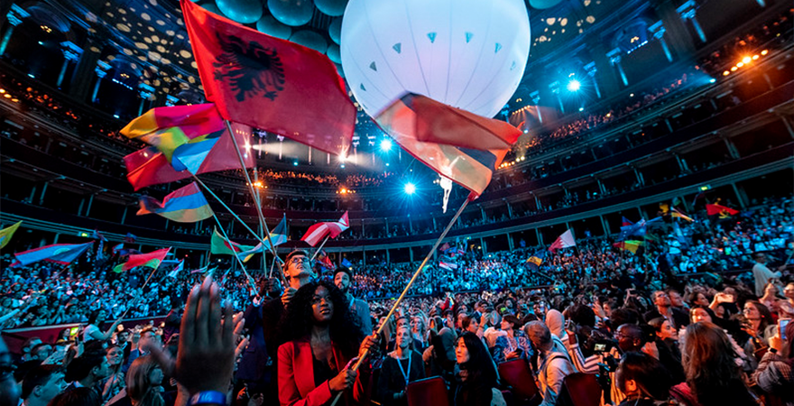 Apefa Adjivon carrying the flag at the London Opening Ceremony.