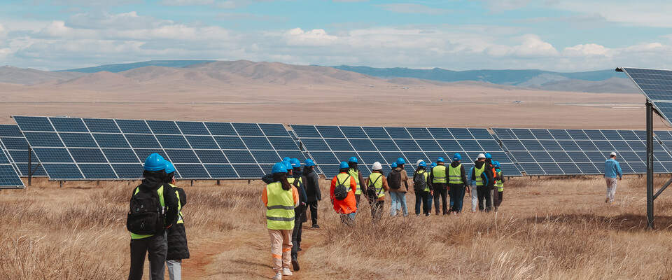 Image of visitors to renewable energy installation