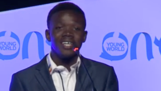 David Naibei speaking at One Young World Summit