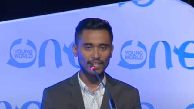 Natalino Gutterres speaking at One Young World Summit