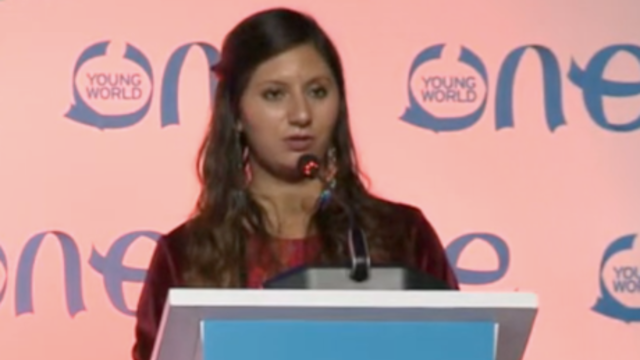 Noorjahan Akbar speaking at One Young World Summit
