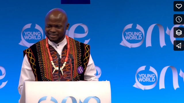 Achaleke Leke speaking at One Young World Summit