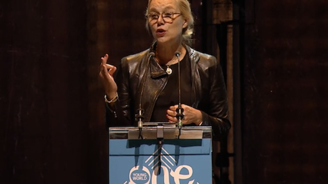 Sigrid Kaag presenting at the Hague OYW Summit
