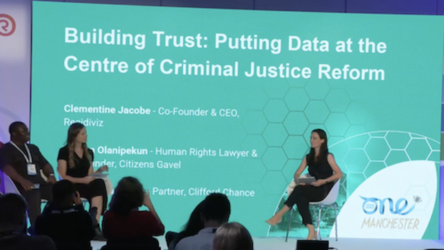 Panellists waiting to discuss the topic of "Building Trust: Putting Data at the Centre of Criminal Justice Reform" at a OYW Summit