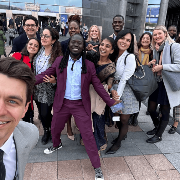 European Commission Peace Ambassadors smile taking a selfie in Brussels
