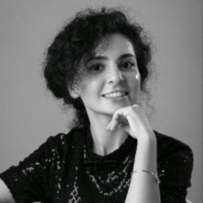 Greyscale portrait of Sara Rajabli