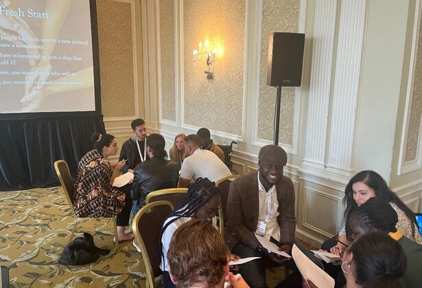 Enterprise for Peace scholars brainstorming during the ‘Fresh Start’ exercise.