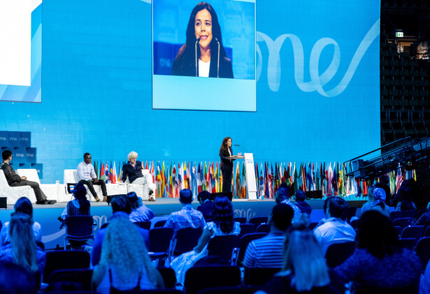 Plenary Challenge discussion during One Young World Summit