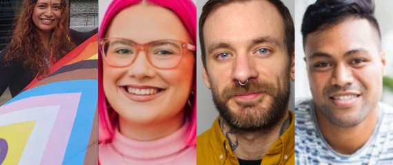 Four images of the activists spotlighted in the blog. From left to right the headshots show Nandini Tanya Lallmonis, Bethany Moore, Stewart O'Callaghan, and Mathew Siliga Amituanai 