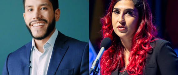 On the left a headshot of Federico Pérez, founder of Selvitas, on the right headshot of Rana Hajirasouli, founder of The Surpluss