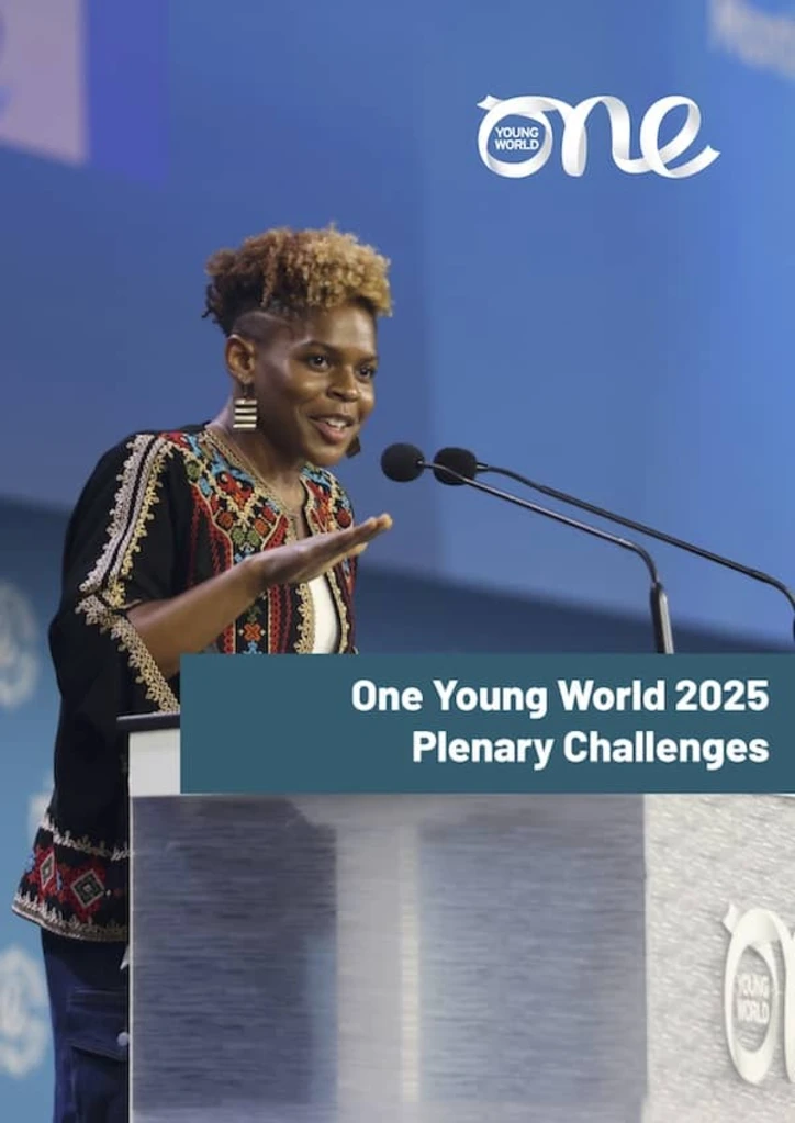 Cover image for a downloadable document entitled One Young World 2025 Plenary Challenges