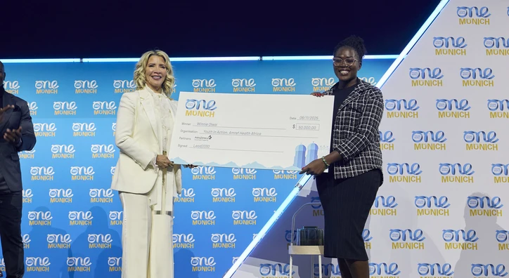 Cheque presentation at 2025 One Young World Summit