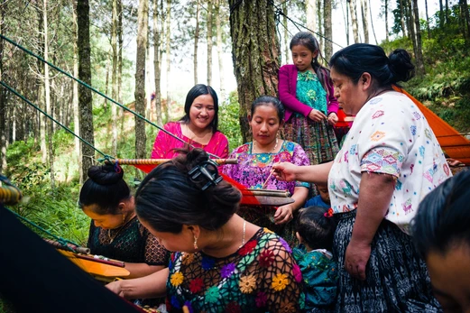 6 women making textile art 