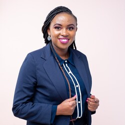 Elizabeth Njambi portrait in navy blue blazer